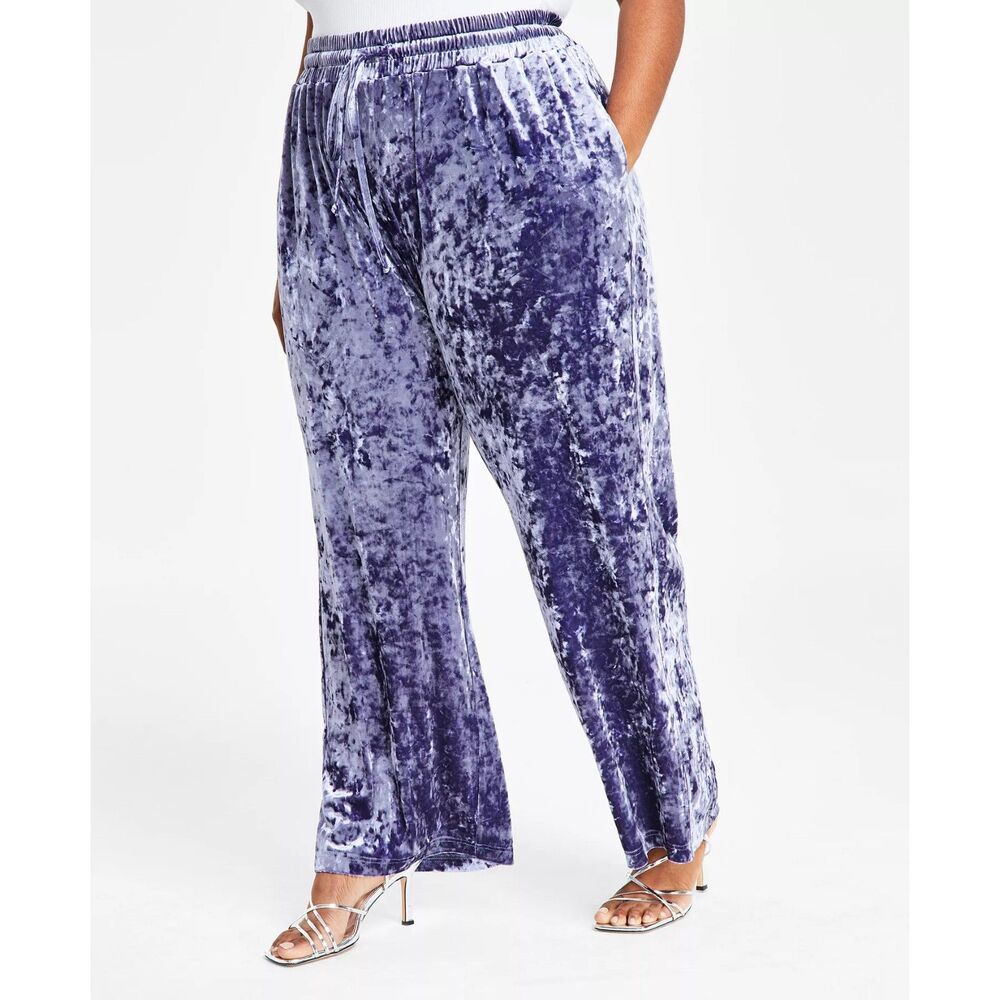 NINA PARKER Trendy Macy's Plus Size Velvet Wide-Leg Lavender Pants,  New Sz. 2X